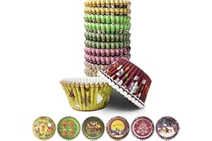 Gcardist Mini pirottini per muffin natalizio, 300 pezzi, qualità alimentare, 6 gradienti, Natale, pan di zenzero, muffin, cupcake, cupcake, dimensioni ridotte