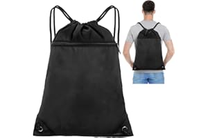 Figarge Leichter Rucksack mit Kordelzug,Große Kapazität Turnbeutel Sportbeutel Nylon Gym Bag mit Aussentasche Verstellbar Turnbeutel Sportbeutel für Herren Damen Kinder für Sport Reisen