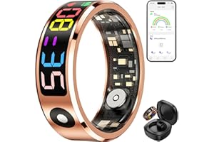 Haulvean Smart Ring Health Tracker,Anello di Attività con Touch Screen,Impermeabile IP68 Anello di Fitness con Custodia,Fitness Tracker per iOS Android