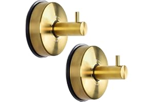 JOMOLA Gancho Ventosa para Toalla Toallero Con Ventosa Para Baño Cocina Colgador De Pared Sin Taladro Gancho De Pared Con Percha Accesorios De Baño Inoxidable,Oro 2 Piezas