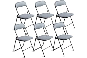 THE SECRET HOME - Pack de 1, 2, 4 y 6 Sillas Plegables Acolchadas - Asiento Auxiliar para el Hogar - Ideal para Cocina, Comedor, Salón, Dormitorio - 44 x 46 x 79 cm (6, Gris/Negro)