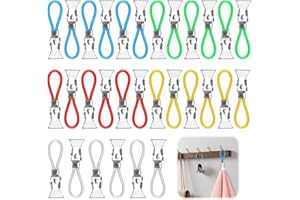 AETHERAURORA 30 Stück Aufhänger für Handtücher Edelstahl Wasserdicht Handtuch Clips mit Aufhängeöse Multifunktions Farbiger Handtuch Clips zum Aufhängen Ohne Nähen für Bad Kücher Balkon, für Waschlappen (5 Farben)