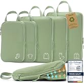 Organizer Suitcase,Compression Packing Cubes,Waterproof Organizer Bags Travel Bag Organizer Green Set of 5 Pieces