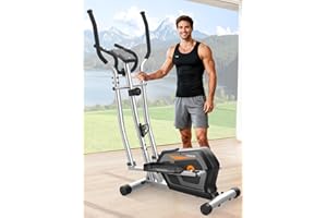 COWMEW Vélo elliptique,3 en 1 vélo elliptique avec16 Niveaux de résistance, écran LCD, Porte-Bouteille,Pédale Antidérapante，capacité de Charge de 287LBS,Stepper elliptique aérobique