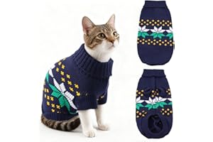 Himissy Maglioncino Gatto, Vestito Natale Gatto, Maglione a forma di Gatti, Vestito per Gatti Natalizio, Vestito Cane Taglia Piccola, per Calore Invernale (B, L)