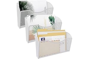 JEBELE 3 Pezzi Portadocumenti Muro Ottimizza lo Spazio, Porta A4 Parete per Ufficio e Casa, Raccoglitore da Parete in Metallo per Riviste Documenti e Fogli, Bianco