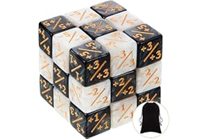 JAONLD MTG Dice, 24 Pcs Mtg Counters D6 Dice Cube Counters Token Positive and Negative Loyalty Counter Set with Storage Bag Compatible with, CCG, Card Gaming Accessory(Black&White)