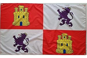 Bandera de Castilla y Leon, reforzada con 4 ojales, 150cm x 90 cm (Castilla y Leon) Ideal balcones MateyCo