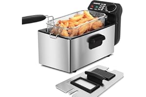Aigostar Deep Fat Fryer 2200W, 3 Litre Deep Fryer Easy Clean, with Viewing Window, Stainless Steel, Temperature Control, Removable Oil Basket, Silver - Ushas 30JPN