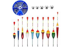 WestCH 10 Piezas Boyas de Pesca de Diferentes tamaños Flotadores De Pesca En El Mar 100 Piezas Plomos De Pesca Plomada De Pescacon Caja de Almacenamiento para Trucha,Lucio,Carpa,Perca