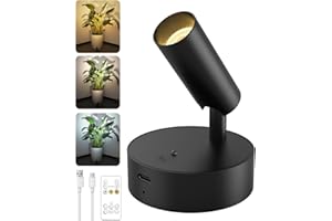 GOODEA Battery Operated Spot Light Indoor with Remote 3000mAh,3 Color Dimmable Wireless Rechargeable Picture Light for Wall,Tree Spotlight Indoor,Uplighting Stick on Wall for Plant Artwork Picture