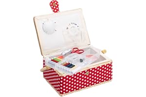 Navaris Scatola Kit Cucito - Valigetta Sarta Professionale 76 Accessori Ricamo - Forbice Ago Spilla Bottone Rivetto Automatico Rocchetto Filo Maglia