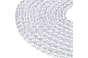 KYEYGWO Rondes Perles en Vrac de Chakra Pierres, Perles de Pierre Naturelle pour Fabrication de Bijoux Bracelet Collier Bricolage, 15", Cristal de Roche