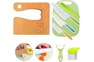 ‎GOODCHEF 8-Piece Goodchef Children's Knife Set | Children's Kitchen Knife from 2+ | Wooden Set with Board & Peeler | Ideal for Fruit/Vegetables/Bread | CE Certified | Orangutan Design | Safe Cooking Game
