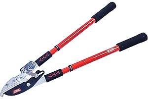 Amtech U2880 Telescopic Ratchet Anvil Heavy Duty Lopper, Tree and Branch Cutters, Can be Extended Over 31.5" Red, Black