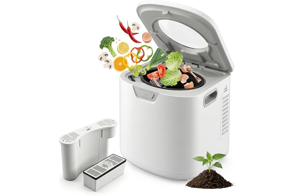 NutriChef 4 Quart Elektrisk Kökskomposter | Smart Bänkkomposter Inkluderar 2 Odörfria Kolfilter | Elektrisk Kompostbin För Inomhusbruk