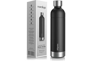 Nordiqo Premium Bouteille de Carbonatation Inox 1L / 1000 ml | Compatible avec Aarke Carbonator 3, Sodastream (Excl. Crystal + Jet) et bien d'autres | Lave-Vaisselle, Sans Date d'Expiration, Sans BPA