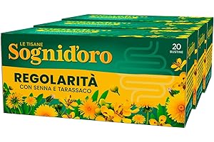 SOGNI D'ORO Sognid'oro Tisana Regolarità con Senna e Tarassaco per Favorire L'Equilibrio della Flora Intestinale - 3 Confezioni da 20 Filtri