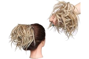 S-NOILITE XXL Postiche Cheveux En Caoutchouc Chouchou Chignons VOLUMINEUX Bouclés Ou Chignon Décoiffé Extension a clip Cheveux Naturel Blonde de sable à blond de blanchiment