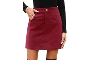 CMTOP Jupe Courte Femme Taille Haute Mini Short Jupe Automne Hiver A Ligne Velours Côtelé Décontractés Chic et Elegant Wrap Courte avec Poche