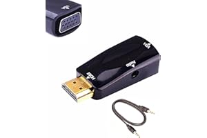 SHANFEILU Adaptateur convertisseur HDMI vers VGA avec câble audio jack 3,5 mm 50 cm VGA femelle vers HDMI mâle connecteur plaqué or pour HDTV PC moniteur ordinateur portable projecteur