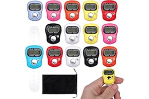 CRESBEL Fingerzähler: 15 Stück Mini LED Digitaler Fingerzähler mit 21D Tasche, Mechanischer Handzähler mit Kordelzug, Elektronischer Reihenzähler Kunststoff für Sport Golf Schlagzähler (Zufällige Farbe)