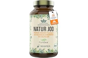 ‎NATURALIE GESUND ESSEN, GESUND LEBEN naturalie® - Natural Iodine Capsules | Organic Algae from Scotland | Premium Raw Material PureSea® | 200 µg Pure Iodine per Capsule | 180 Capsules | No Unnecessary Additives
