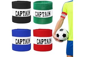 XcnPer Captains Armband, Kids Captain Armband Football, 4 Pcs Set with High Elastic Fabric, Blue Red Black Green, 12.2in*3.1in, Ideal for Sports Training and Matches