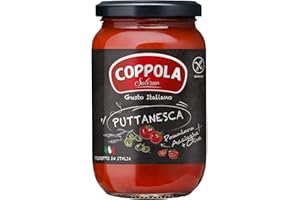 COPPOLA SALERNO Coppola Sugo Puttanesca, Salsa de tomates con aceitunas, alcaparras y anchoas - Sin azúcar añadida 350g (Caja de 6)