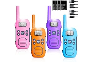 NXGKET Walkie Talkies for Adults Kids, 4 Pack Walkie Talkie Long Range 5 km, Rechargeable 2 Way Radio with 1200mAh battery, 16 Channels Radio, VOX-Hands free, LED Flashlight for Outdoor Camping Hiking