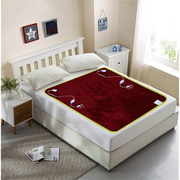 GoHome Double Bed Heating Electric Blanket With Two Controller Coral Fleece  (150X150Cm)Red : Amazon.in