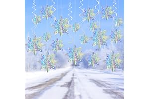 LAMEK 15pcs 3D Snowflake Decoration 3D Snowflake Hanging Decorations with 6pcs Spiral for Winter Party Bedroom Ceiling Decoration Window Door Holiday Ornament Festivals