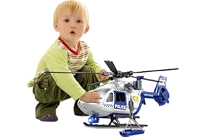 XUEXUE Big Helicopter Toy for Toddlers – Police Rescue Helicopter with Crane, Lights & Sounds – Boys & Girls Ages 2 3 4 5 6