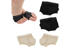 iLamvie 2 Paires Coussinet Pied Antidérapant,Strings Pied Ballet Dance Orteils Pad Danse Coussinets Avant-Pied Coussinets Métatarsiens pour Danse Coussin de Pieds,Noir&Beige(S)