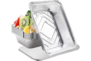Huixinue Aluschalen grill 12 Stück,25 * 19cm,1750ml Tropfschalen Alu Grillschalen,Einweg Grillschale Alu mit Deckel,Aluminiumfolie Schalen Behälter für Backen,Braten,Kochen.