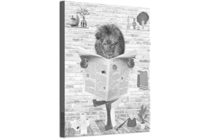 MKHFUW Poster d'art mural amusant pour salle de bain - Noir et blanc - Sans cadre (lion, 30 x 40 cm)