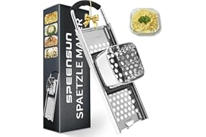 ‎SPEENSUN Spätzlehobel,Spätzlepresse mit Gummigriff,Spätzlereibe aus hochwertigem Edelstahl spülmaschinenfest,Spätzlesieb ist ideal für selbstgemachte Spätzle und Knöpfle für alle Töpfe bis Ø 30 cm.
