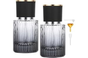 Segus Refillable Perfume Bottle, 2 Pcs 30ml Travel Spray Bottle, Empty Perfume Dispenser in Glass, Fragrance Atomiser for Purse, Handbag and Luggage (Gradient Black)