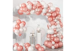 LUOBITO Palloncini Compleanno, 103 Pz Palloncini Arco Ghirlanda Kit Oro Rosa, Gold Confetti Palloncini Colorati, Arco Palloncini Struttura San Valentino Bambina Party Decorazioni
