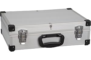 ALUTEC MÜNCHEN ALUTEC Mallette à outils (mallette en cadre en aluminium, dimensions internes 410x280x120 mm, mallette avec des compartiments variables, plateau d'outils amovible, coins renforcés) 61000