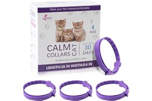 VODUNS Collare Calmante per Gatti 4 Pezzi Collari Calmanti ai Feromoni Viola Sfondo Naturale Risultati Rapidi e Duraturi con Ingranaggio Regolabile per Gatti Cuccioli Partire Antiansia Collare Gatto Calmante