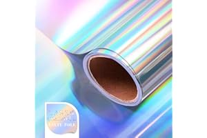 ZJTAPE Lámina de vinilo holográfica cromada de Arco iris, brillante metálico adhesivo permanente láser colorido 30,5 x 250cm, para manualidades, herramientas Silhouette Cameo Cricut(Láser colorido)