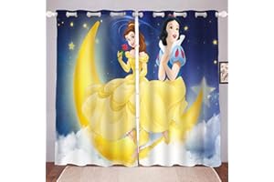 Bfrdollf Juego de cortinas opacas de princesas para dormitorio con impresión 3D de Sirena Ariel Bella Cenicienta para habitación infantil (10,150 x 166 cm (ancho x alto)