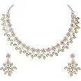 Atasi International Crystal Necklace Jewellery Set with Earrings | Best Suited for Party, Wedding, and Festive Occasions for Women