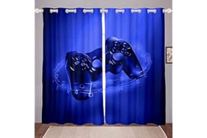 LKCD Cortina Opaca Termica, Juego Adult Video Gamepad 150X166Cm 2 Piezas Cortinas Salon Moderno Aislantes Frío Calor Luz, Cortina Corta Para Ventana Oficina Habitacion Dormitorio Infantil Bebe Niños C