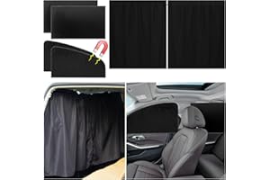 PAMASE Set of 5 Car Privacy Curtains - 4 Magnetic Side Window & 1 Rear Seat Divider Storage Bag, Sun Baby Shades Screen Covers Sedan SUV Camping Travel Nap Sleeping, Black-5pcs-Memory Fabric