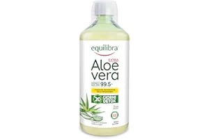 Equilibra Aloe Vera da Bere, 100% Pura Polpa di Aloe, 1000 ml per 20 Giorni, Azione Depurativa e Lenitiva, Senza Zuccheri, con Polisaccaridi, Da Bere Puro o Diluito in Acqua