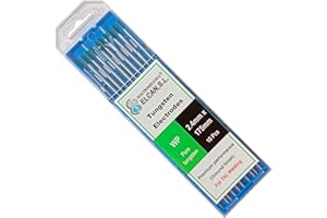 ELECTROMECANICA CANTABRIA ELCAN ELCAN Tungstenos soldadura TIG Puro Verde WP profesional, electrodos soldadura para torcha TIG de 1,0 1,6 2,0 2,4 3,2 4,0 mm, 10 unidades - Dimensiones: 2,4 x 175 mm