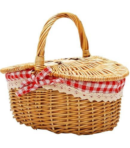 Panier En Osier Avec Couvercle – Grand Format – Pour Pique-nique, Rangement Ou Décoration – Style Naturel - 6