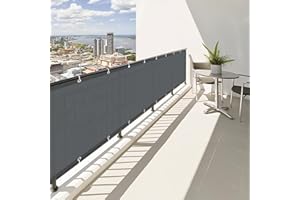 SUNNY GUARD Pantalla Privacidad Balcón 85x300cm Ocultacion Balcon Impermeable,a Prueba de Viento y con Protección UV para Balcón y Terraza,Incluye Cables de Instalación,Antracita Oscuro